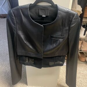 Alexander Wang Cropped Leather/Mesh Blazer